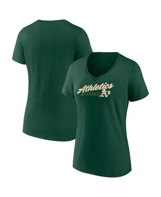 Women's Fanatics Green Oakland Athletics One and Only V-Neck T-shirt