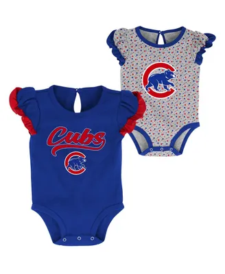 Newborn and Infant Boys Girls Royal Heathered Gray Chicago Cubs Scream Shout Two-Pack Bodysuit Set