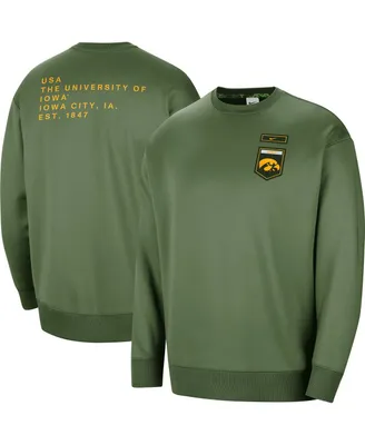 Women's Nike Olive Iowa Hawkeyes Military-Inspired Collection All-Time Performance Crew Pullover Sweatshirt