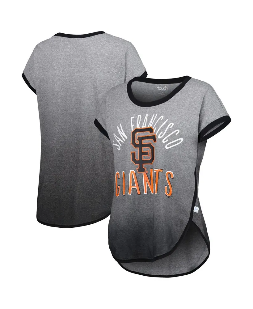 Women's Touch Gray and Black San Francisco Giants Home Run Tri-Blend Short Sleeve T-shirt