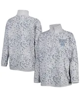 Women's Gameday Couture Heather Gray North Carolina Tar Heels Leopard Quarter-Zip Sweatshirt