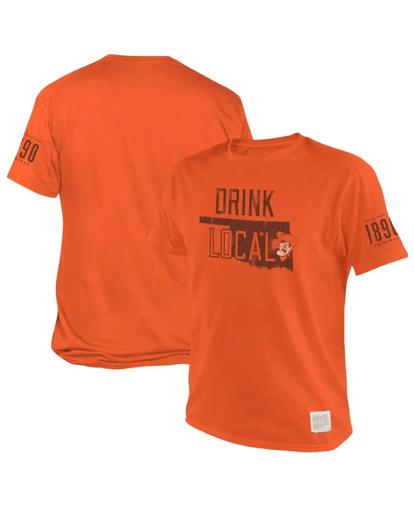 Men's Original Retro Brand Orange Oklahoma State Cowboys 1890 Drink Local T-shirt