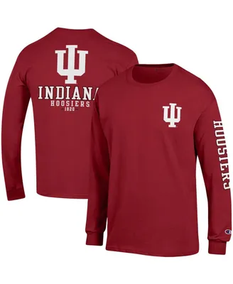 Men's Champion Crimson Indiana Hoosiers Team Stack Long Sleeve T-shirt
