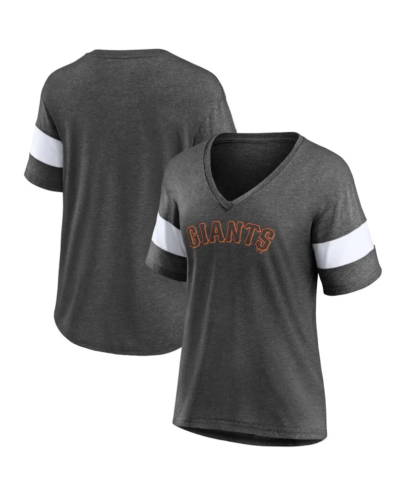 Women's Fanatics Heathered Charcoal San Francisco Giants Wordmark V-Neck Tri-Blend T-shirt