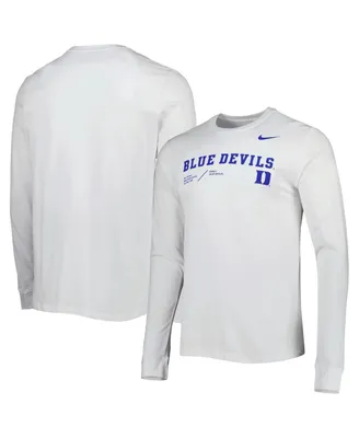 Men's Nike White Duke Blue Devils Team Practice Performance Long Sleeve T-shirt