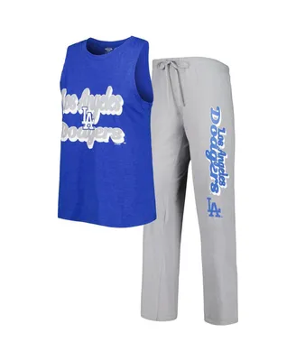 Women's Concepts Sport Gray and Royal Los Angeles Dodgers Wordmark Meter Muscle Tank Top Pants Sleep Set