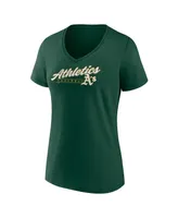 Women's Fanatics Green Oakland Athletics One and Only V-Neck T-shirt