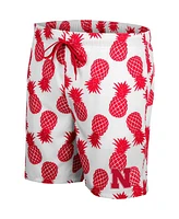 Men's Colosseum White, Scarlet Nebraska Huskers Pineapple Swim Shorts