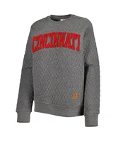 Women's Pressbox Heather Charcoal Cincinnati Bearcats Moose Quilted Pullover Sweatshirt