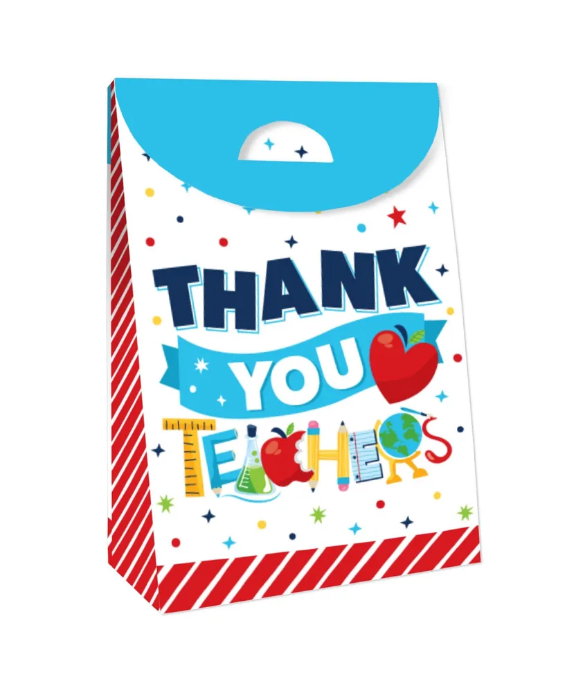 Thank You Teachers Teacher Appreciation Gift Favor Bags Party Goodie Boxes 12 Ct - Assorted Pre