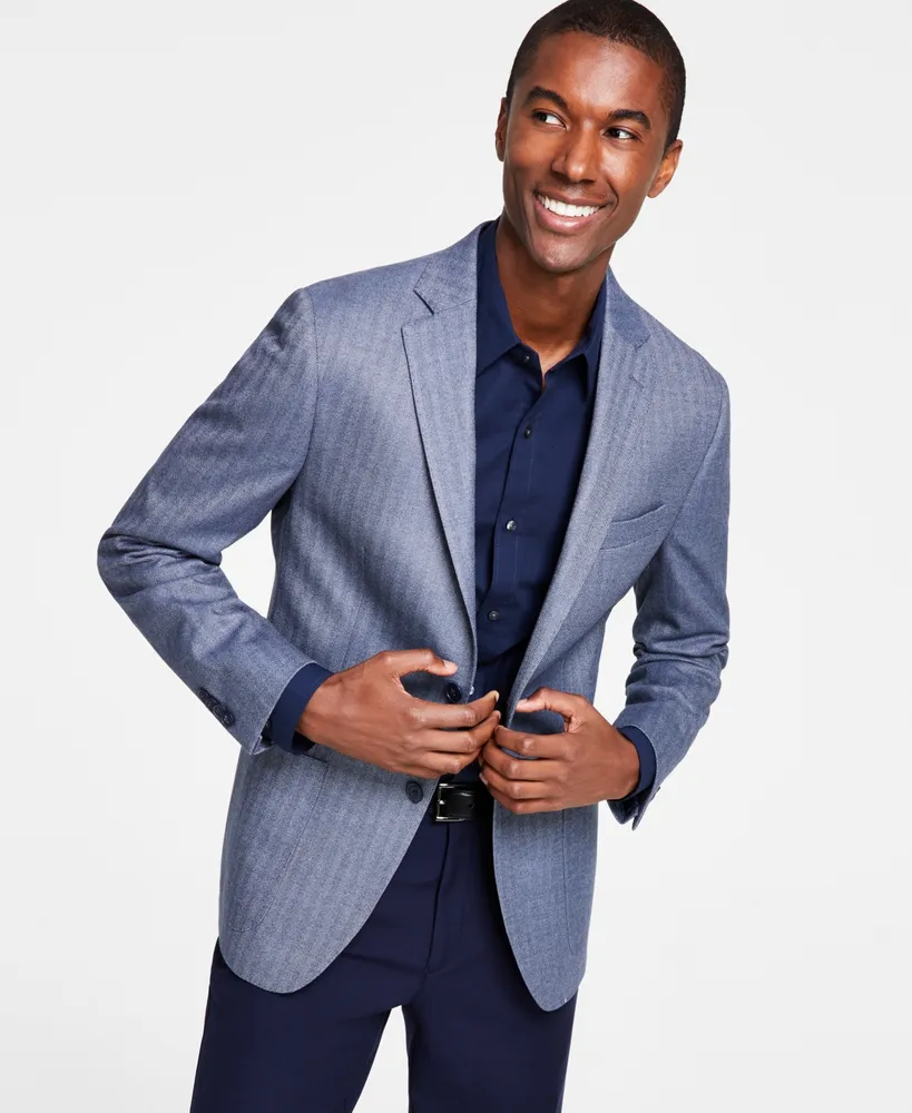 Michael Kors Men's Classic Fit Herringbone Woven Sport Coat