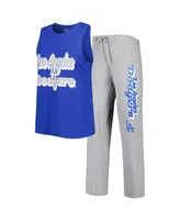 Women's Concepts Sport Gray and Royal Los Angeles Dodgers Wordmark Meter Muscle Tank Top Pants Sleep Set