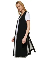 Dkny Chiffon Back Long Vest