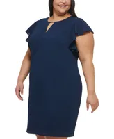 Jessica Howard Plus Size Seersucker Keyhole A-Line Dress