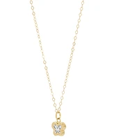 Children's Diamond Accent Butterfly Pendant Necklace in 14k Gold, 14" + 2" extender