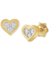 Children's Diamond Accent Heart Stud Earrings in 14k Gold