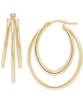 Italian Gold Graduated Small Triple Split Hoop Earrings in 10k Gold