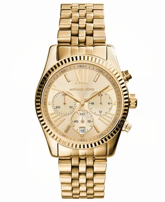 Michael Kors Women's Lexington Quartz Chronograph Gold-Tone Stainless Steel Watch 38mm