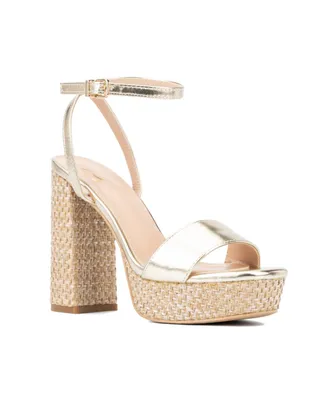 New York & Company Odalina Women's Raffia Platform Heel Sandals