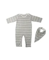 Baby Grey by Everly Grey Baby Girls Neutral Long Sleeve Jersey Romper & Bib Set