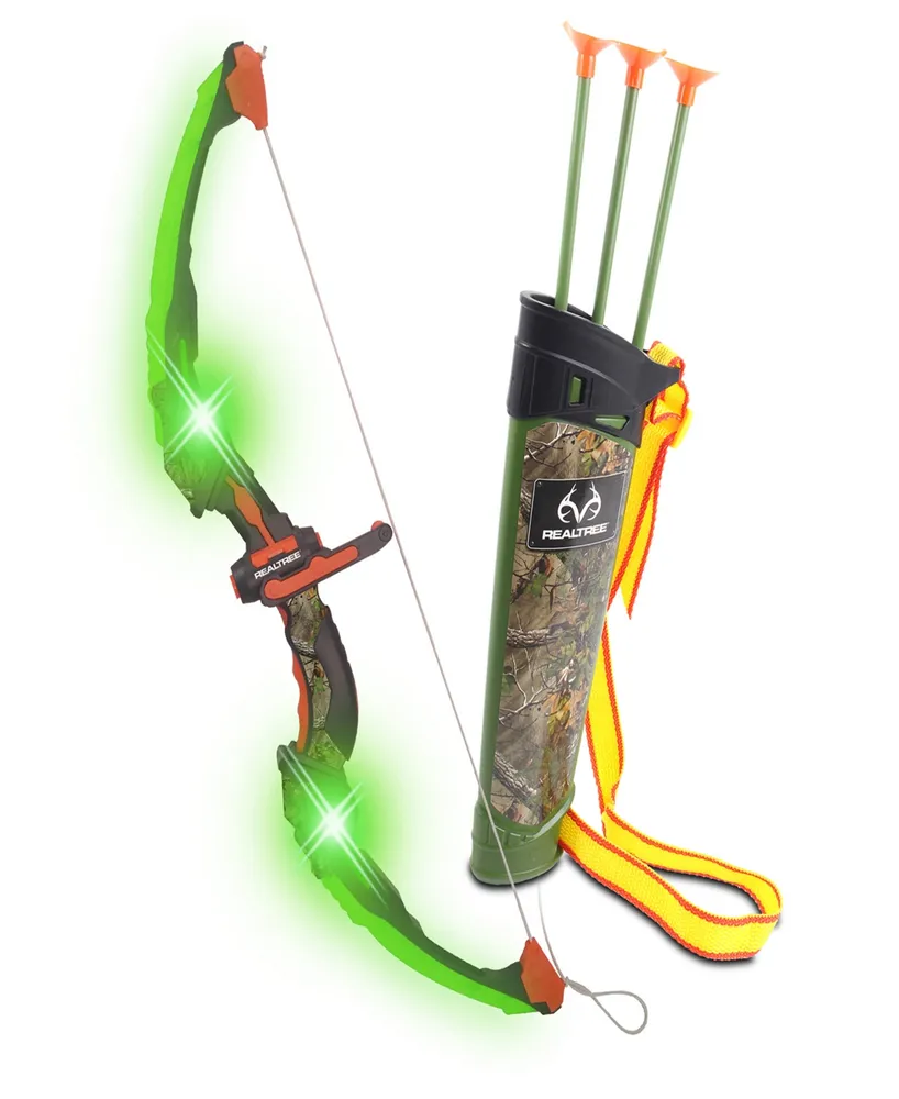 Realtree Nkok Light Up Archery Set 24.5" Green With Quiver, 25020, Arrows Can Shoot Up To 40', 3 Arrows Target, Lights Up Flashing Patterns, Officiall