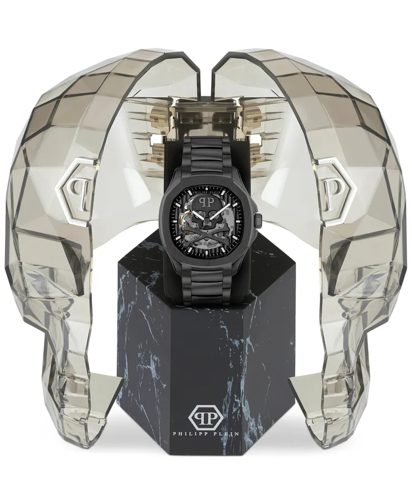 Philipp Plein Men's Automatic Skeleton Spectre Black Ion-Plated Bracelet Watch 42mm