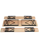 3 Pcs Beer Table Bench Set Folding Wooden Top Picnic Table Patio Garden