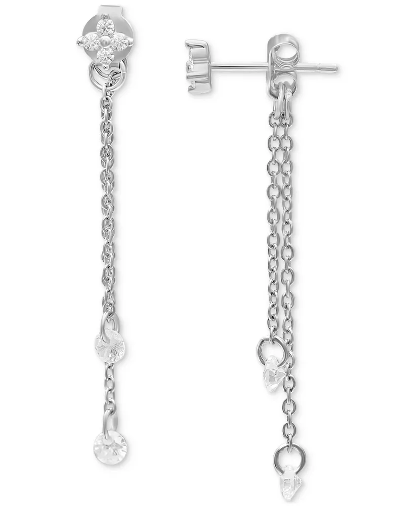 Giani Bernini Cubic Zirconia Double Pierced Chain Drop Earrings in