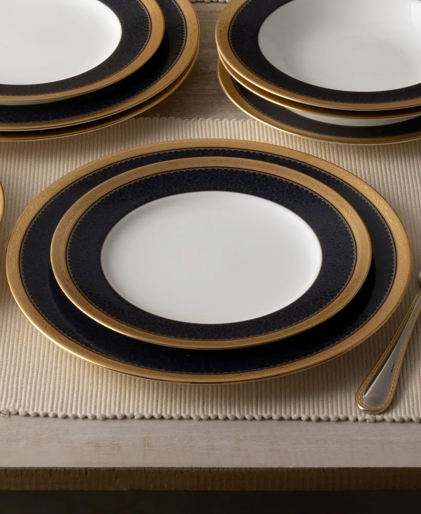 Noritake Odessa Cobalt Gold Set of 4 Dinner Plates, Service For 4