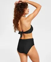 Bar Iii Twist Bandeau Bikini Top Shirred Side High Waist Bottoms Created For Macys