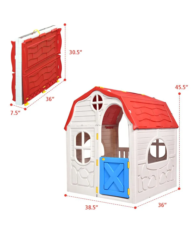 Kids Cottage Playhouse Foldable Plastic Play House Indoor Outdoor Toy Portable
