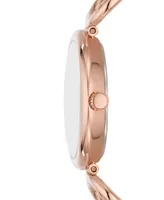 Fossil Women's Carlie Three-Hand Rose Gold-Tone Stainless Steel Watch, 30mm