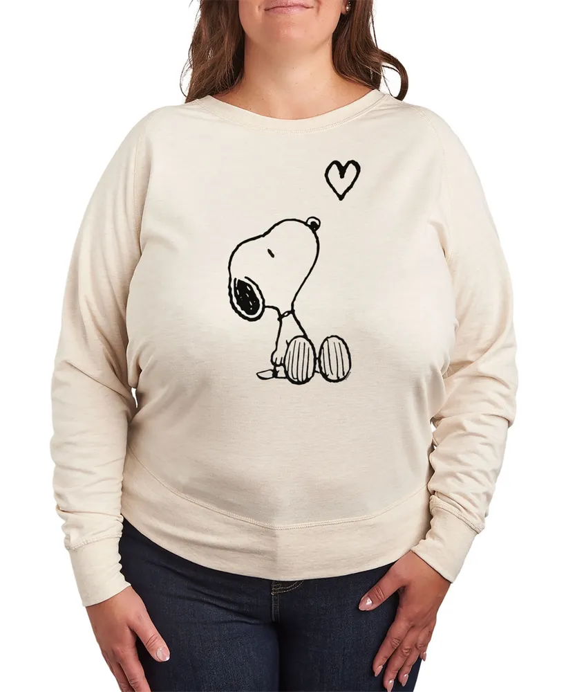 Hybrid Apparel Trendy Plus Snoopy Long Sleeve Graphic Pullover Top