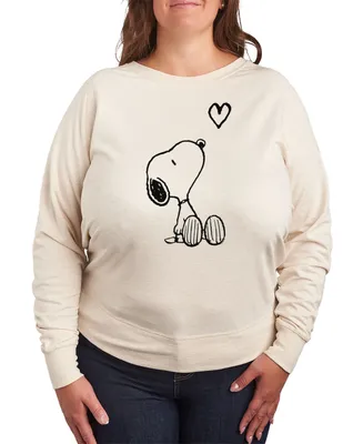 Air Waves Trendy Plus Snoopy Long Sleeve Graphic Pullover Top