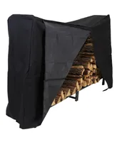 Sunnydaze Decor 6 ft Powder-Coated Steel Firewood Log Rack with Black Cover