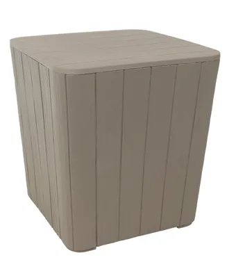 11.5-Gallon Outdoor Deck Box - Weather-Resistant Side Table with Storage for Cushions, Garden Tools, Pool Supplies - Driftwood - Faux Plank