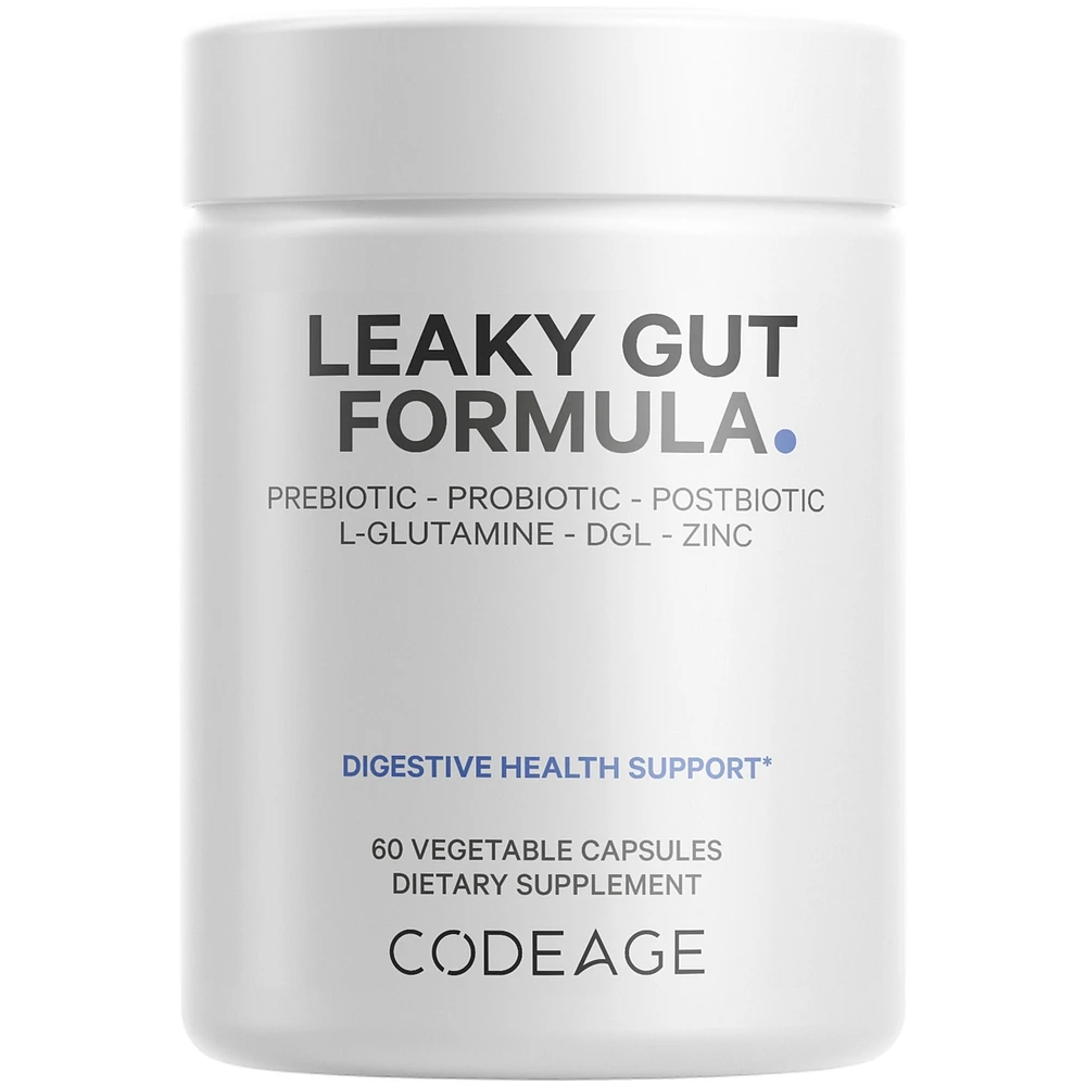 Codeage Leaky Gut Supplement, L-Glutamine, N-Acetylglucosamine, Probiotic, Butyric Acid, Polyphenols, Quercetin, Dgl, Marshmallow Root, Berberine, Bio