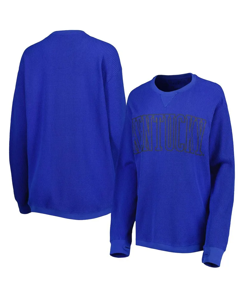 Women's Pressbox Royal Kentucky Wildcats Surf Plus Southlawn Waffle-Knit Thermal Tri-Blend Long Sleeve T-shirt