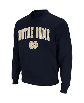Men's Colosseum Navy Notre Dame Fighting Irish Arch and Logo Crew Neck Sweatshirt