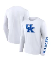 Men's Fanatics White Kentucky Wildcats Double Time 2-Hit Long Sleeve T-shirt