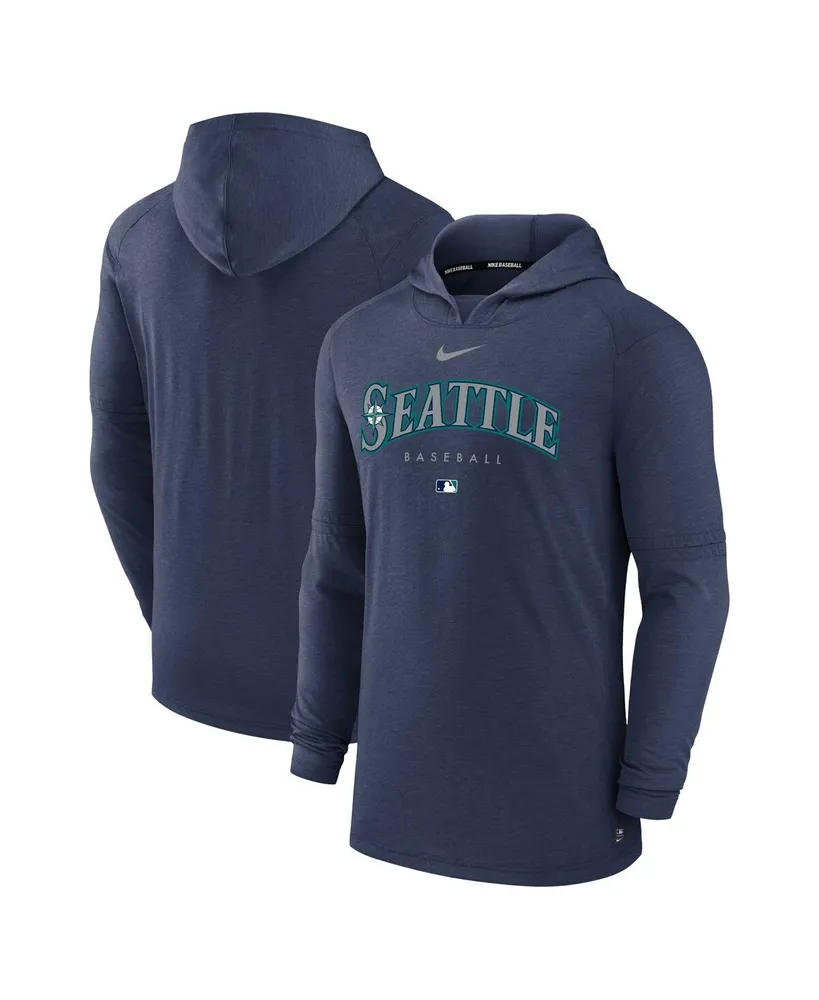 Men's Nike Heather Navy Seattle Mariners Authentic Collection Early Work Tri-Blend Performance Pullover Hoodie