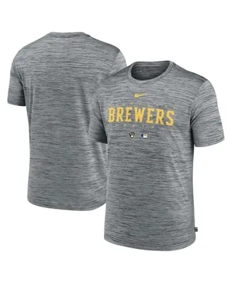 Men's Nike Heather Gray Milwaukee Brewers Authentic Collection Velocity Performance Practice T-shirt