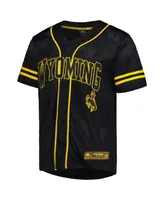 Men's Colosseum Black Wyoming Cowboys Free Spirited Mesh Button-Up Baseball Jersey