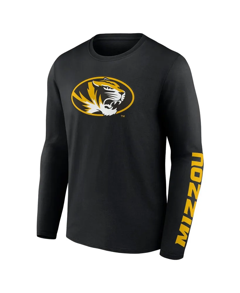 Men's Fanatics Black Missouri Tigers Double Time 2-Hit Long Sleeve T-shirt