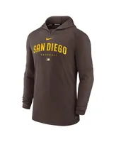 Men's Nike Brown San Diego Padres Authentic Collection Early Work Tri-Blend Performance Pullover Hoodie