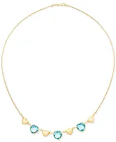 Swiss Blue Topaz Heart Chain 18" Collar Necklace (13-1/2 ct. t.w.) in 14k Gold-Plated Sterling Silver