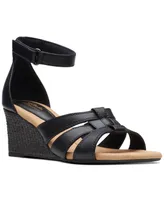 Clarks Women's Kyarra Joy Ankle-Strap Woven Wedge Sandals