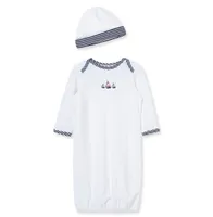 Little Me Baby Boys Sailboats Gown and Hat, 2 Piece Set