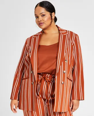 Bar Iii Plus Faux Double-Breasted Blazer, Created for Macy's