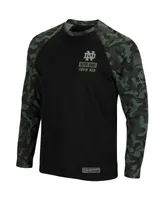 Men's Colosseum Black Notre Dame Fighting Irish Oht Military-Inspired Appreciation Camo Raglan Long Sleeve T-shirt
